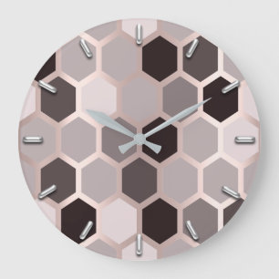 Hexagone Bienenwaben-Rosen-malvenfarbene graue Große Wanduhr
