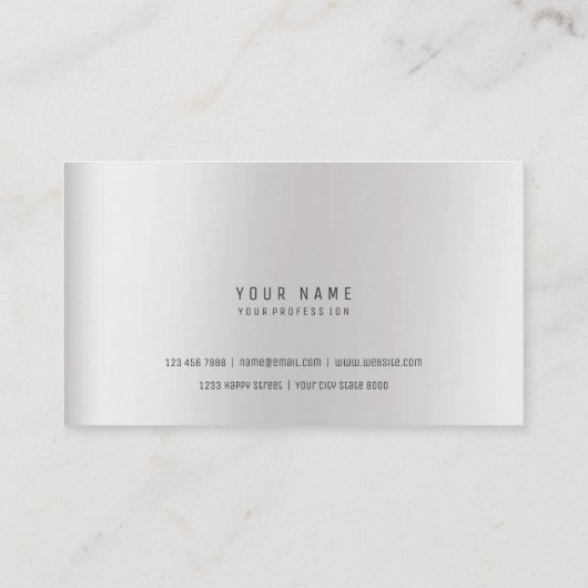 Hexagone Geometical Metallic Marmor Silver Grau Visitenkarte (Rückseite)