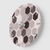 Hexagone Honeycomb Rose Mauve Gray Geometry Große Wanduhr (Winkel)
