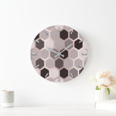 Hexagone Honeycomb Rose Mauve Gray Geometry Große Wanduhr (Zuhause)
