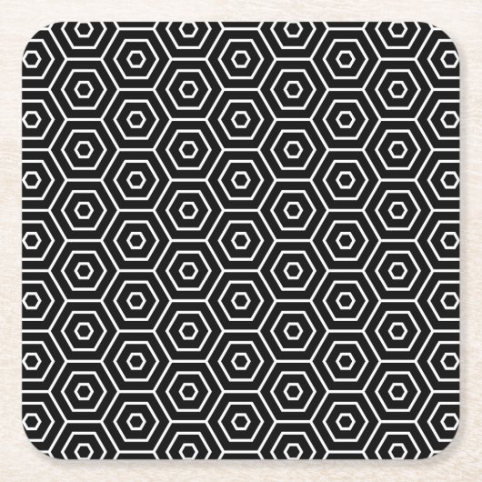 Hexagone masern geometrisches Muster Rechteckiger Pappuntersetzer (Vorderseite)