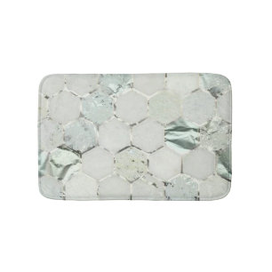 Hexagone Mint Green Aqua Marble Metallic Badematte