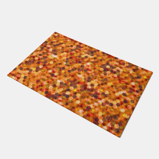 Hexagonmosaik an Stellen in rötlichen Tönen werfen Fußmatte (Schrägansicht)