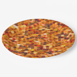 Hexagonmosaik an Stellen in rötlichen Tönen werfen Pappteller