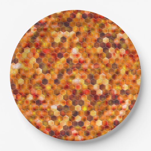 Hexagonmosaik an Stellen in rötlichen Tönen werfen Pappteller (Vorderseite)