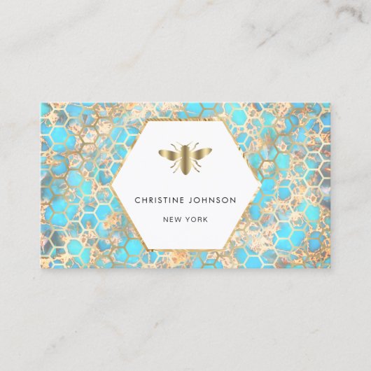 Hexagonmuster-Bienenlogo Visitenkarte (Vorderseite)
