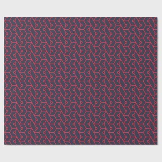 Hexagons Interlocks Pink Blue Minimal Muster Geschenkpapier (Flach)