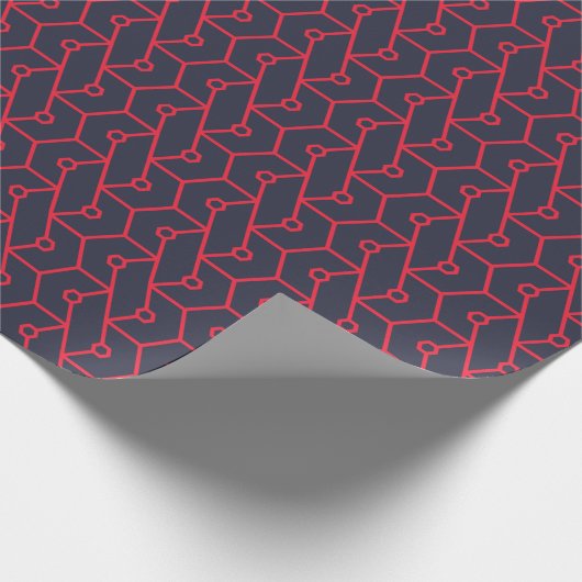 Hexagons Interlocks Pink Blue Minimal Muster Geschenkpapier (Ecke)