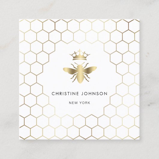・Hexagons Queen bee logo Square Business Card Quadratische Visitenkarte (Vorderseite)