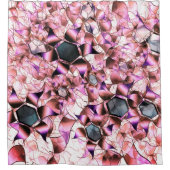 Hexagons, umgeben von rosa blütenähnlichen Formen Duschvorhang (Vorderseite)