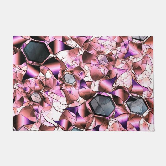 Hexagons, umgeben von rosa blütenähnlichen Formen Fußmatte (Vorderseite)