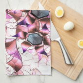 Hexagons, umgeben von rosa blütenähnlichen Formen Geschirrtuch (Viertel Falte)