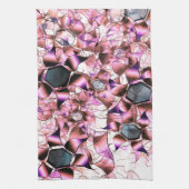 Hexagons, umgeben von rosa blütenähnlichen Formen Geschirrtuch (Vertikal)