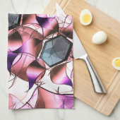 Hexagons, umgeben von rosa blütenähnlichen Formen Geschirrtuch (Viertel Falte)