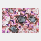 Hexagons, umgeben von rosa blütenähnlichen Formen Geschirrtuch (Horizontal)