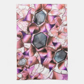 Hexagons, umgeben von rosa blütenähnlichen Formen Geschirrtuch (Vertikal)