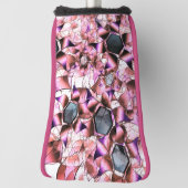 Hexagons, umgeben von rosa blütenähnlichen Formen Golf Headcover (Rotieren 90)