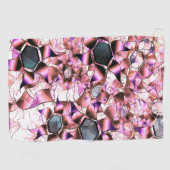 Hexagons, umgeben von rosa blütenähnlichen Formen Golfhandtuch (Horizontal)
