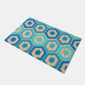 Hexagons und Streifen - Meer und Sand Fußmatte (Schrägansicht)