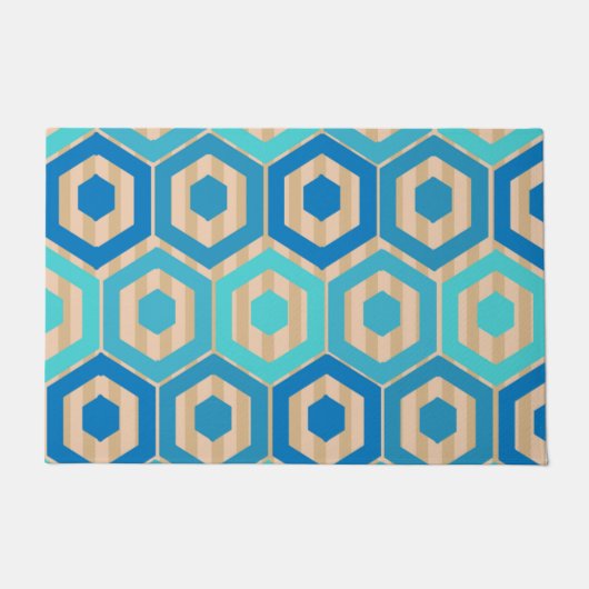 Hexagons und Streifen - Meer und Sand Fußmatte (Vorderseite)
