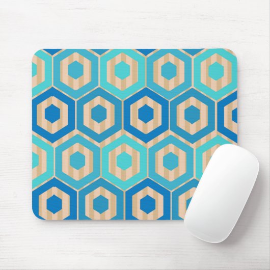 Hexagons und Streifen - Meer und Sand Mousepad (Mit Mouse)