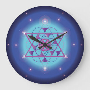 Hexagram, heilige Geometrie Große Wanduhr