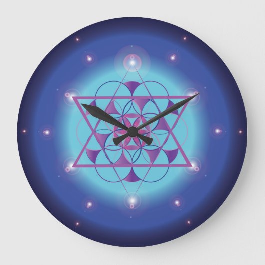 Hexagram, heilige Geometrie Große Wanduhr (Vorderseite)
