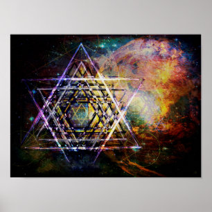 Hexagram-Symbol für heilige Geometrie Poster