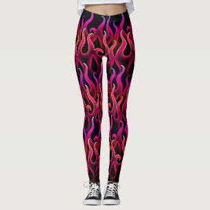 Hexchy Devilish Pink Fire Flames Leggings