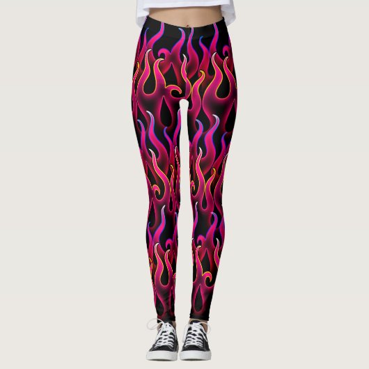 Hexchy Devilish Pink Fire Flames Leggings (Vorderseite)