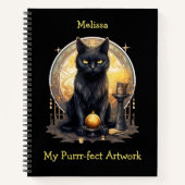 Hexchy Gothic Black Cat Sketchbook Notizblock (Vorderseite)