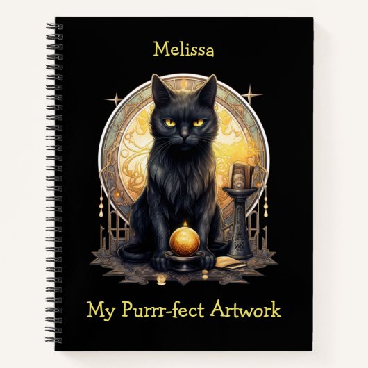 Hexchy Gothic Black Cat Sketchbook Notizblock (Vorderseite)