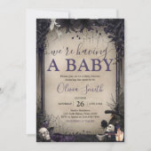 Hexchy Gothic Halloween Baby Shower Einladung (Vorderseite)