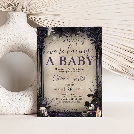 Hexchy Gothic Halloween Baby Shower Einladung