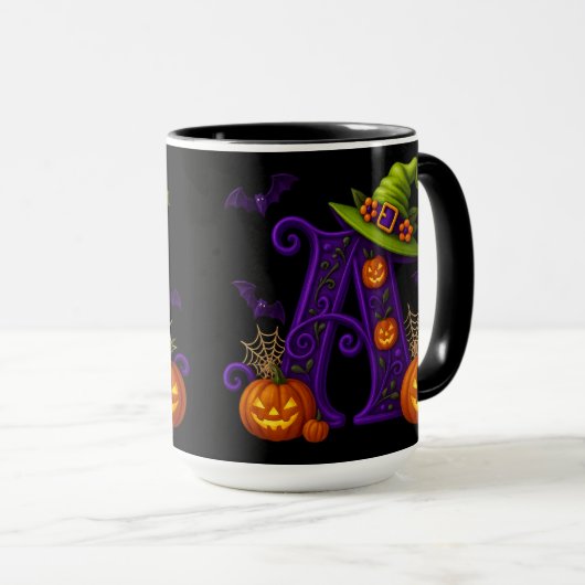 Hexchy Halloween Initial "A"-Tasse Tasse (VorderseiteRechts)