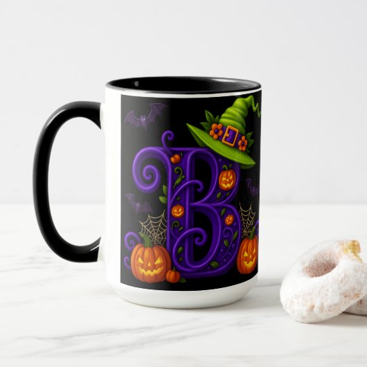 Hexchy Halloween Initial "B"-Tasse Tasse (Mit Donut)
