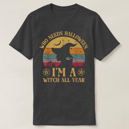 Hexchy Magic Spooky Hexen Broomstick T-Shirt (Design vorne)