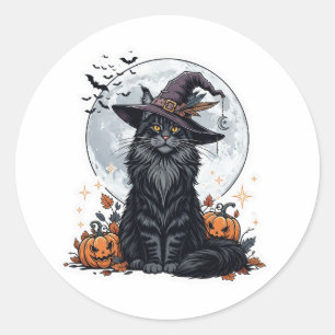 Hexchy Maine Coon - Majestic Halloween Cat Runder Aufkleber