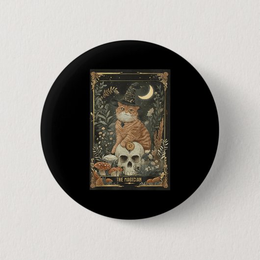 Hexchy Niedlich Cat Tarot Card Gothic Cotattecore Button (Vorderseite)
