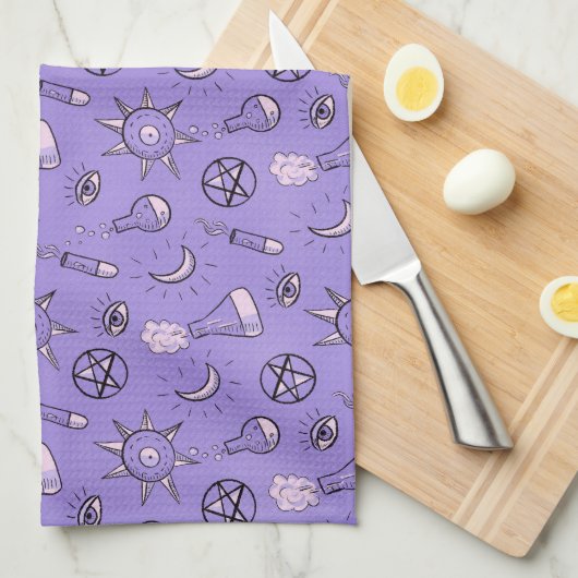 Hexchy Occult Symbols Pattern - Mystical Magic Geschirrtuch (Viertel Falte)