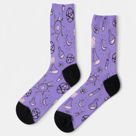 Hexchy Occult Symbols Pattern - Mystical Magic Socken (Linkes Detail)