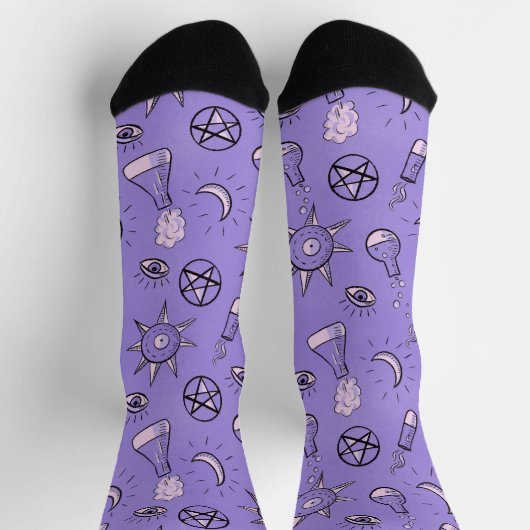 Hexchy Occult Symbols Pattern - Mystical Magic Socken (Oben)