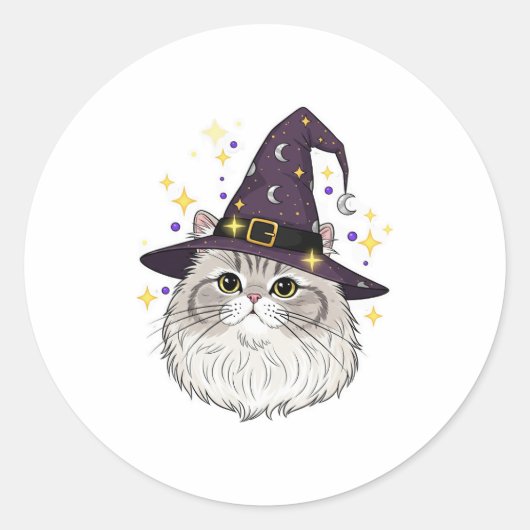 Hexchy Persian - Fluffy Persian Cat Halloween Runder Aufkleber (Vorderseite)