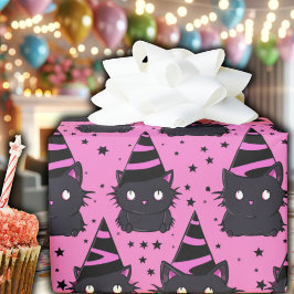 Hexchy Pink Pastel Goth Black Kitty Cat Geburtstag Geschenkpapier