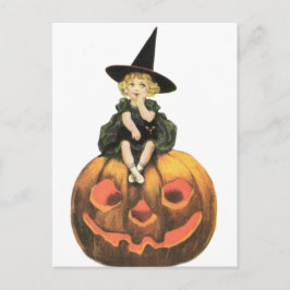 Hexchy Woman Vintag Halloween Postkarte