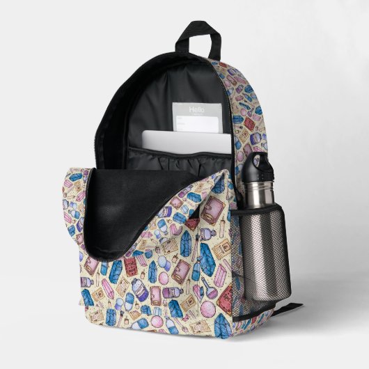 Hexchy-Wonders-Backpack #3 Bedruckter Rucksack (Rückseitige Ecke links (Offen) )