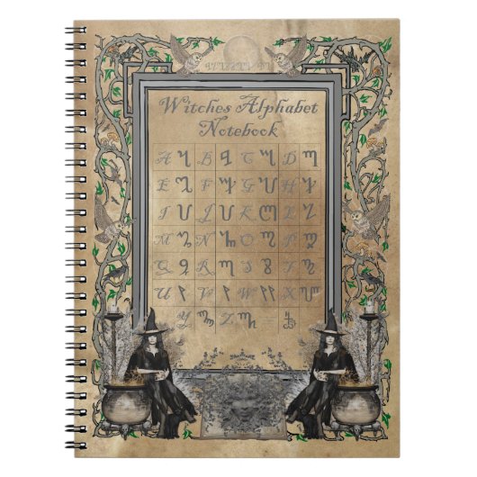 Hexe-Alphabet-Notizbuch Notizblock (Vorderseite)