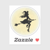 Hexe am Besen Aufkleber (Blatt)