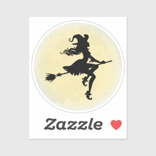 Hexe am Besen Aufkleber (Blatt)