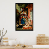 Hexe am Feuerplatz Poster (Küche)